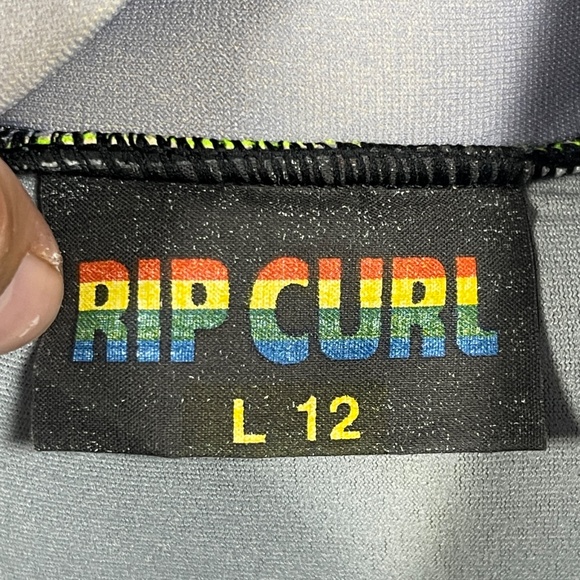 Vintage Rip Curl Wetsuit Top Zip Up USA Made Youth Large Size Blue Rainbow 0578 - Picture 3 of 12